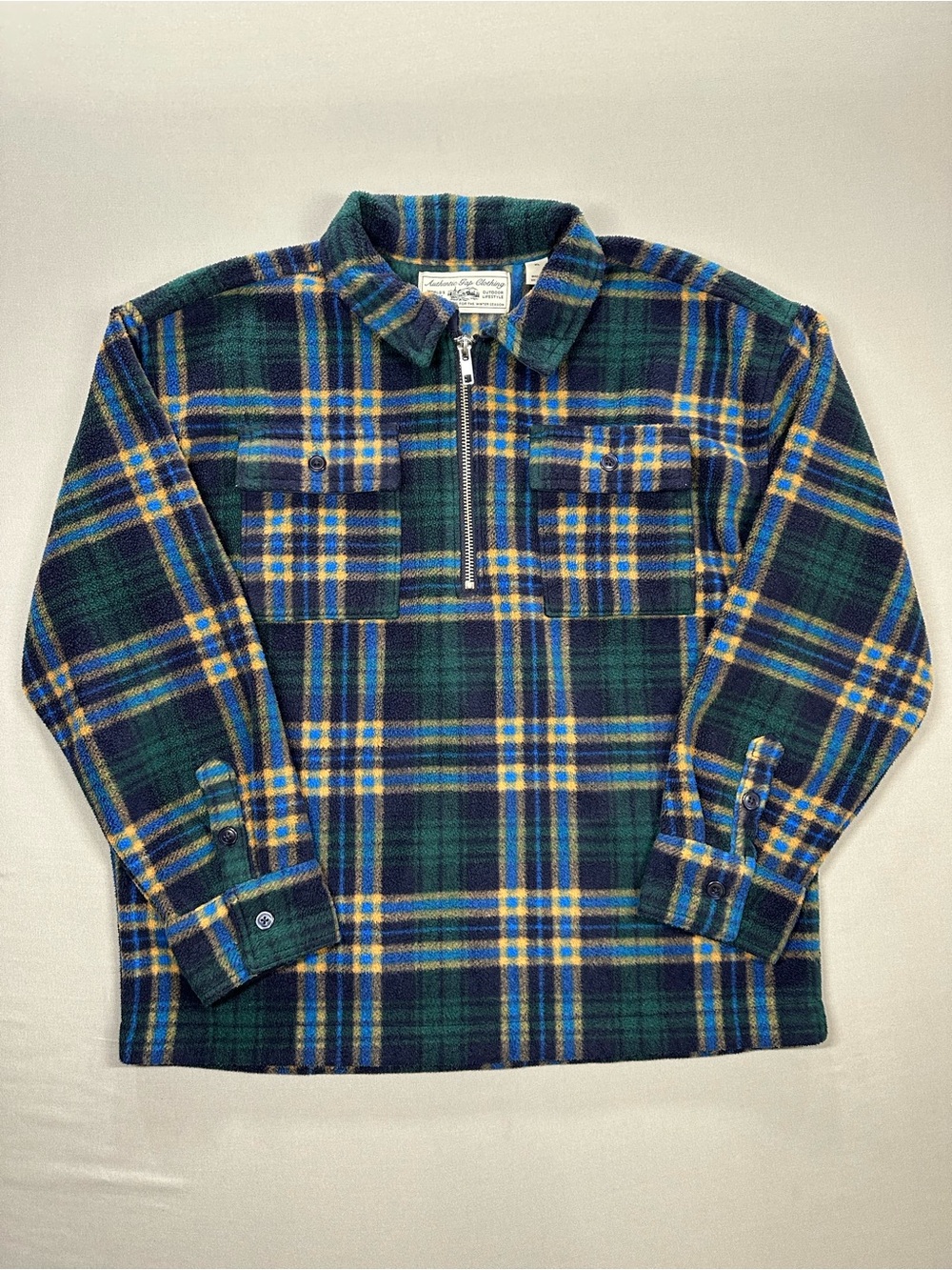 GAP Kids Cozy Half Zip Fleece Shirt Jacket, Plaid - Kids XL (12)